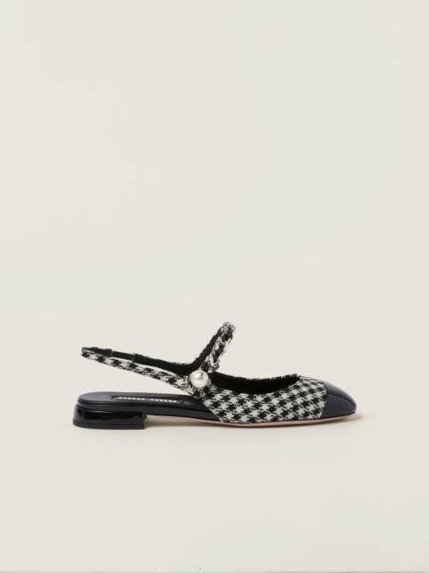 Miu Miu Gingham check and patent leather slingback ballerinas