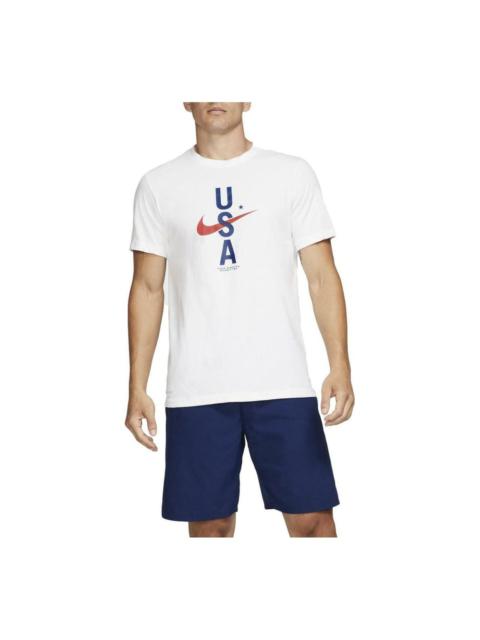 Nike Men's Nike Dri-Fit Logo Printing Round Neck Short Sleeve White T-Shirt CK0455-100
