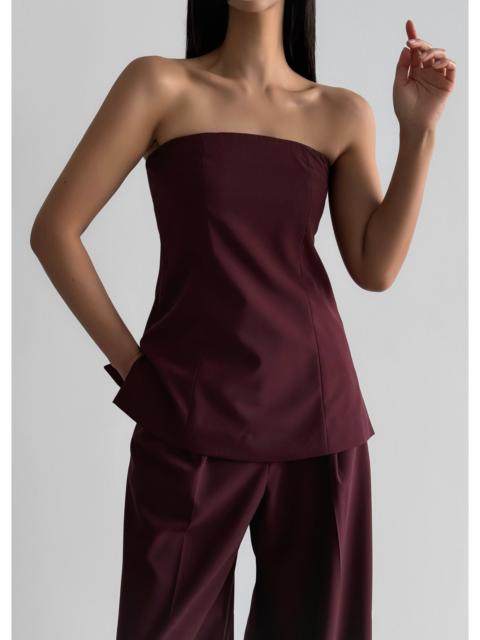 The Frankie Shop Abbie Strapless Top - Burgundy