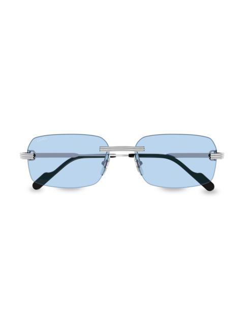 Cartier Men's Core Range 58MM Rectangular Sunglasses - Silver Blue