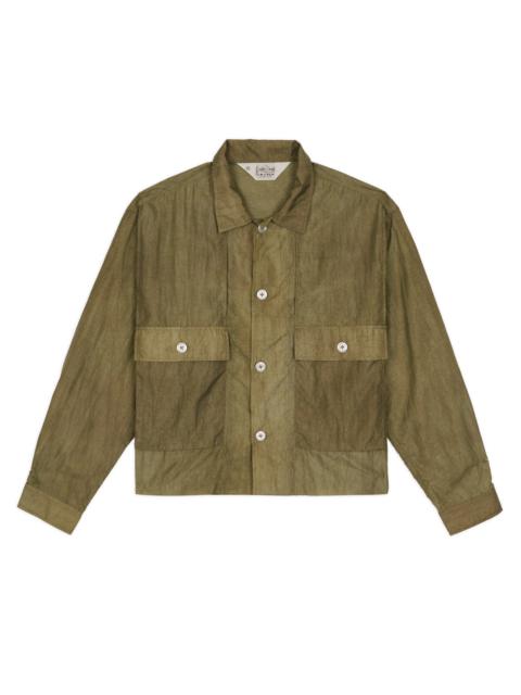 BRAIN DEAD Cropped Nylon Button Up Shirt - Army
