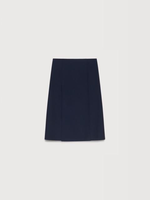 Marni DEEP BLUE TECHNO WOOL SKIRT WITH PLEATS