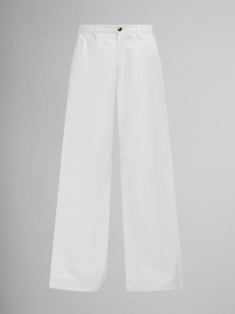 Marni WHITE BIO GABARDINE FLARED TROUSERS