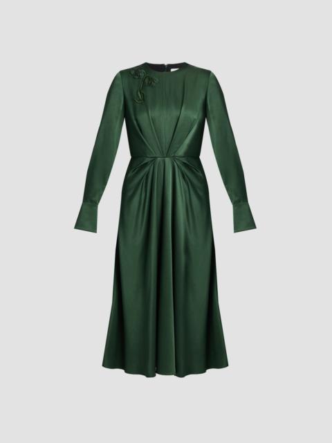 Erdem SATIN SEERSUCKER DRAPED MIDI DRESS