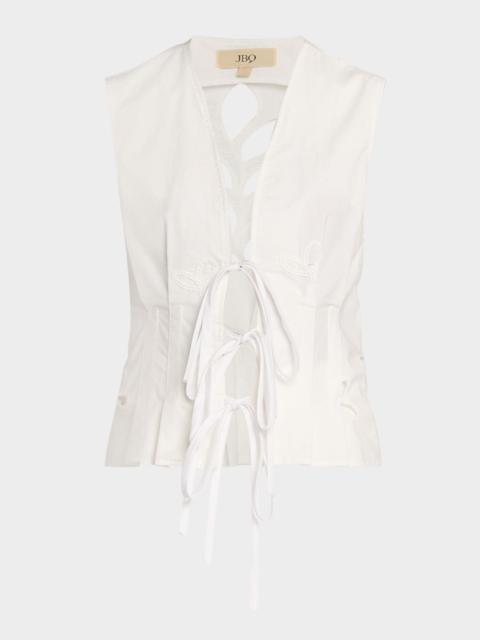 JBQ Malva Embroidered Tie-Front Vest