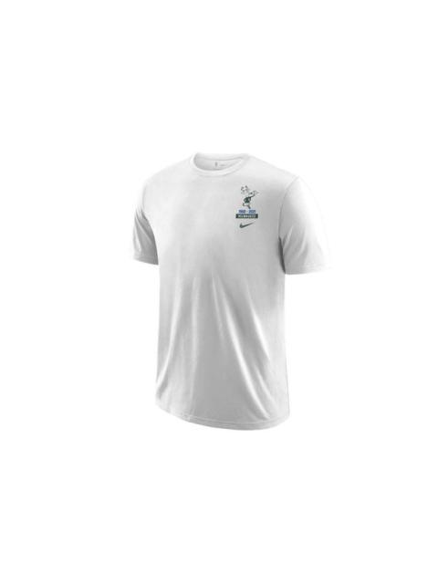 Nike Men's Nike NBA Milwaukee Bucks Casual Sports Back Alphabet Numeric Loose Short Sleeve White T-Shirt