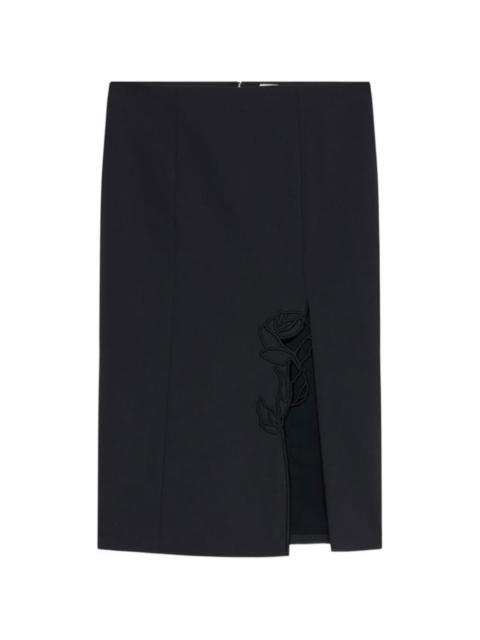 Blumarine embroidered-slit midi skirt