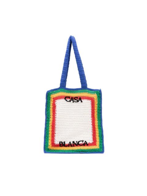 CASABLANCA striped crochet-knit tote bag