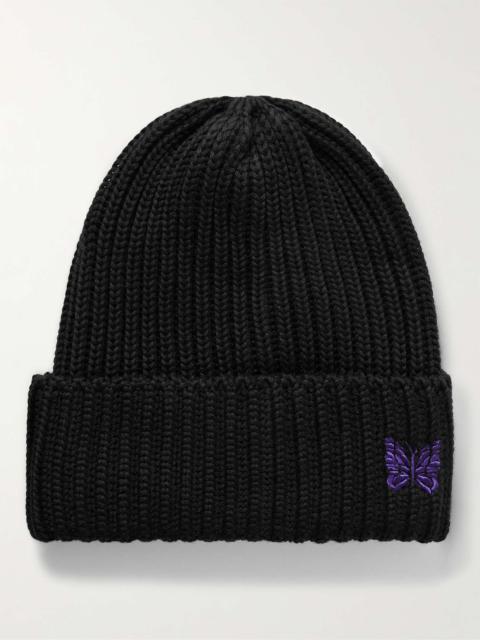 Logo-Embroidered Ribbed Merino Wool Beanie