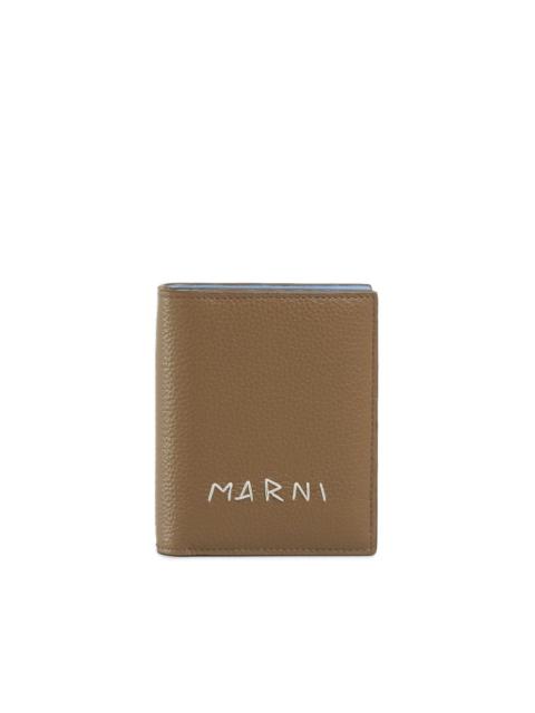 Marni logo-embroidered leather wallet