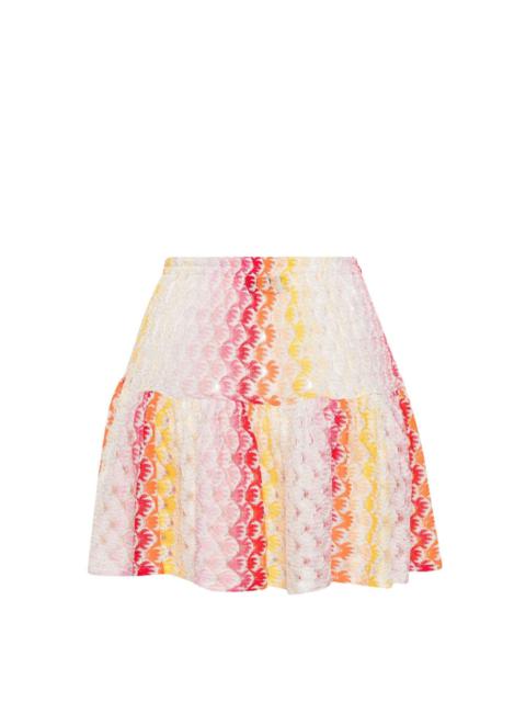 lace-effect ruffled-detailed skirt