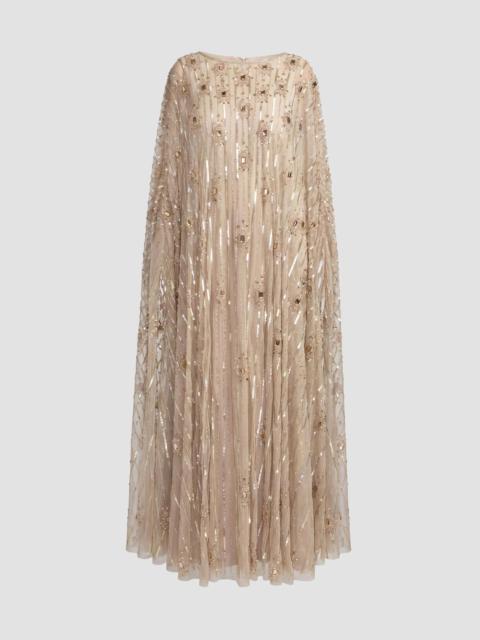 MAC DUGGAL Women's Beaded Georgette Caftan Gown - Champagne