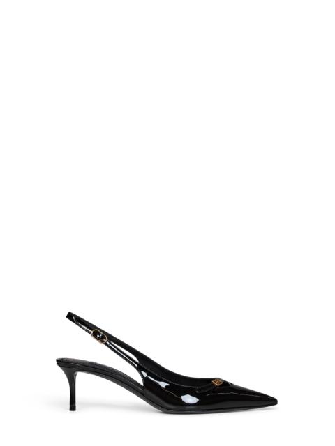 Dolce & Gabbana Black patent leather slingback pumps with DG logo