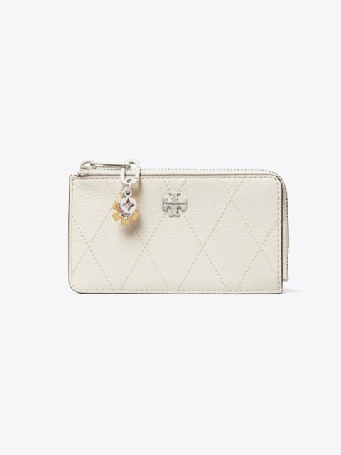 TORY BURCH Charlie Quilted Zip Card Case