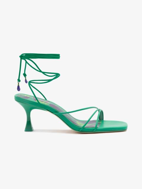 Larroudé Nadia Sandal In Green Leather