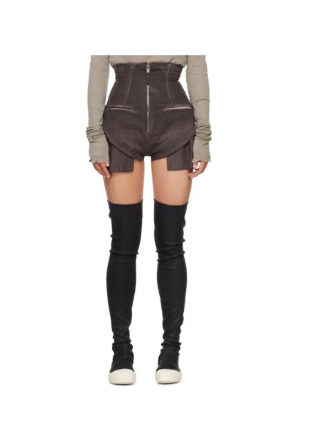 Rick Owens DRKSHDW Burgundy Tower Dirt Cutoff Denim Shorts