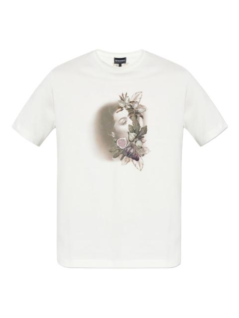 EMPORIO ARMANI floral-embroidered T-shirt