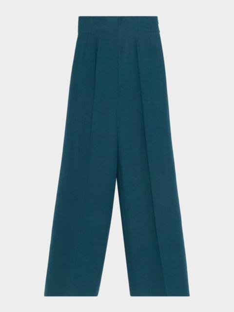 AKRIS Linen-Wool Wide-Leg Trousers