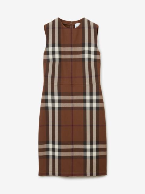 Burberry Sleeveless Check Wool Cotton Jacquard Dress