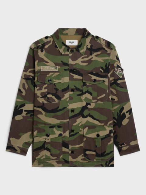 celine saharienne jacket in camouflage cotton
