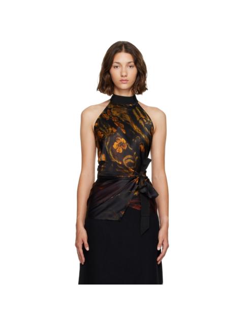 Dries Van Noten Black Satin Blouse