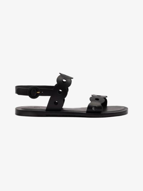Larroudé Florence Flat Sandal In Black Leather