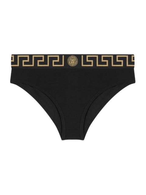 VERSACE Women's Stretch Cotton Logo Briefs - Black