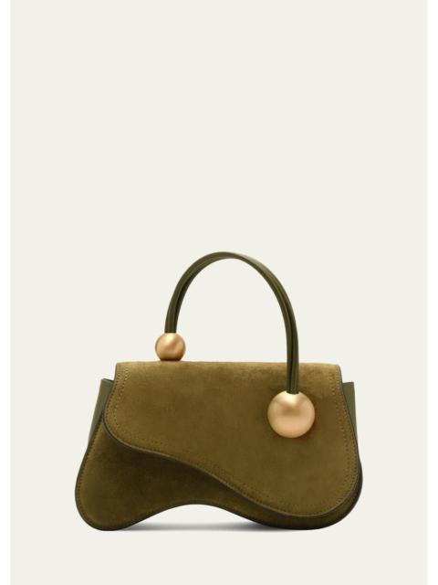 Cult Gaia Kazia Beaded Suede Top-Handle Bag