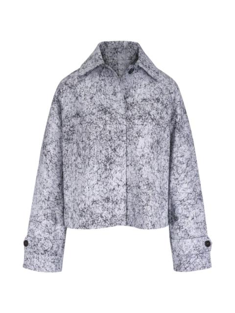 MICHAEL KORS crackled denim cropped balmacaan jacket