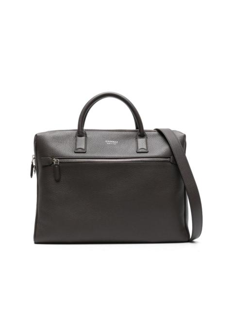 Canali grained leather briefcase