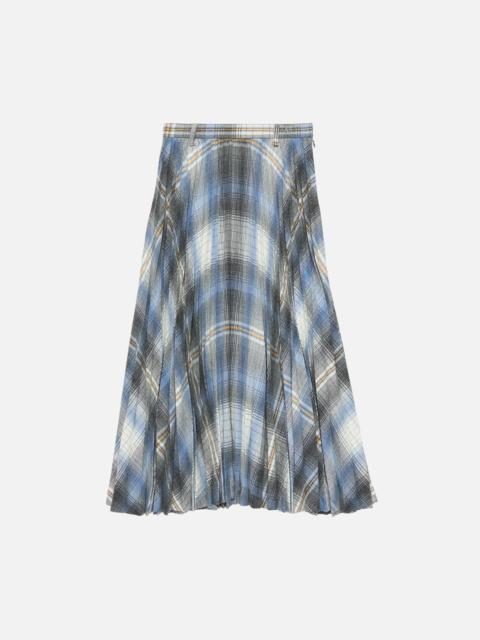 Acne Studios Checked pleated wool midi skirt - Denim blue