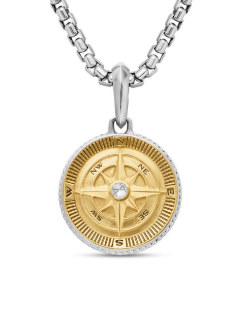 DAVID YURMAN Men's Maritime Compass Amulet in Sterling Silver with 18K Yellow Gold and Center Diamond, 29.5mm - D