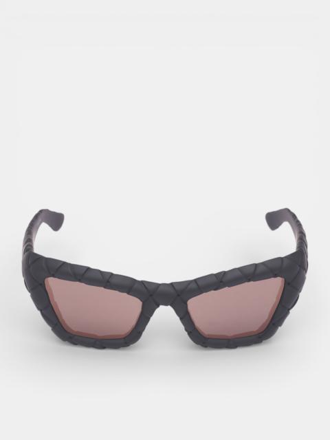 Bottega Veneta Black Intrecciato Cat-Eye Sunglasses