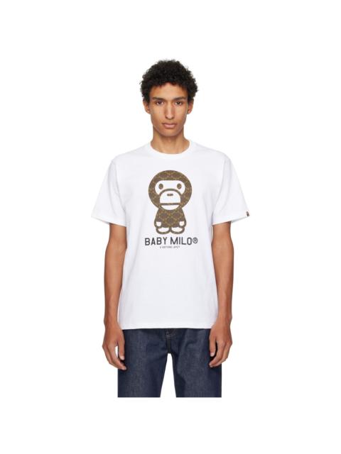 A BATHING APE® White College Monogram Baby Milo T-shirt