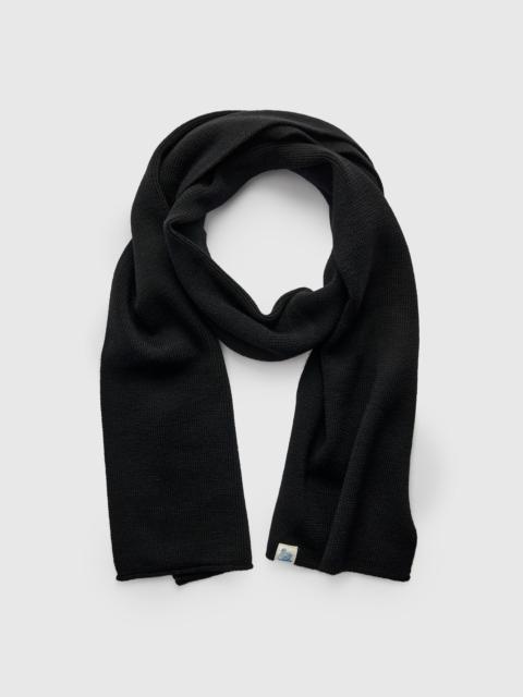 Merz b. Schwanen Merino Wool Classic Ribbed Scarf in Deep Black