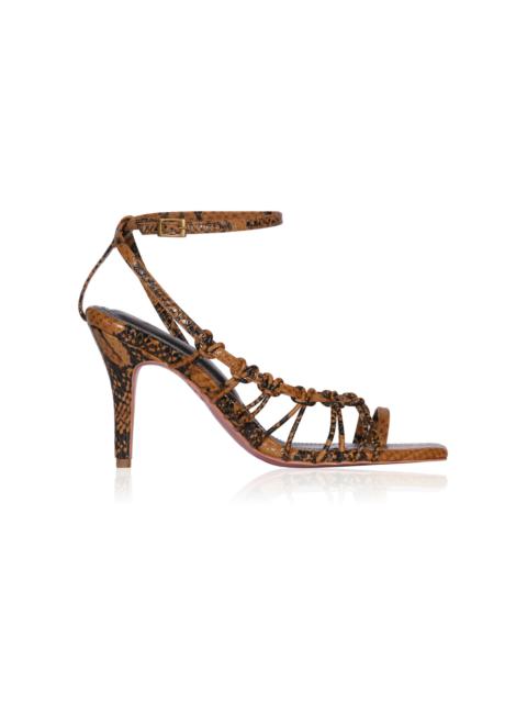 Johanna Ortiz Aventurera Nocturna Embossed Leather Sandals brown