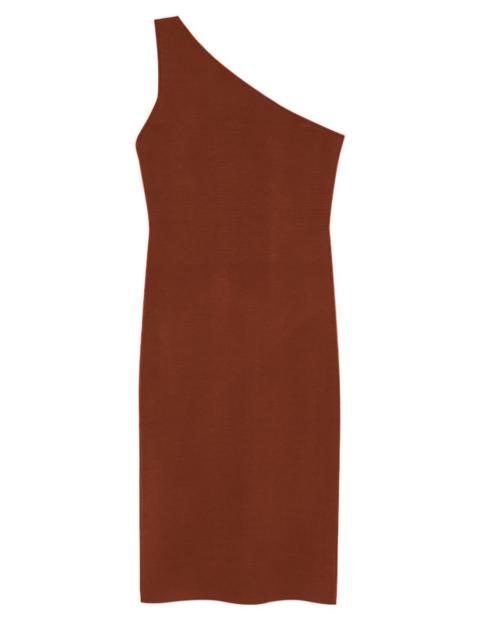 Asymmetric Stretch-Knit Midi Dress