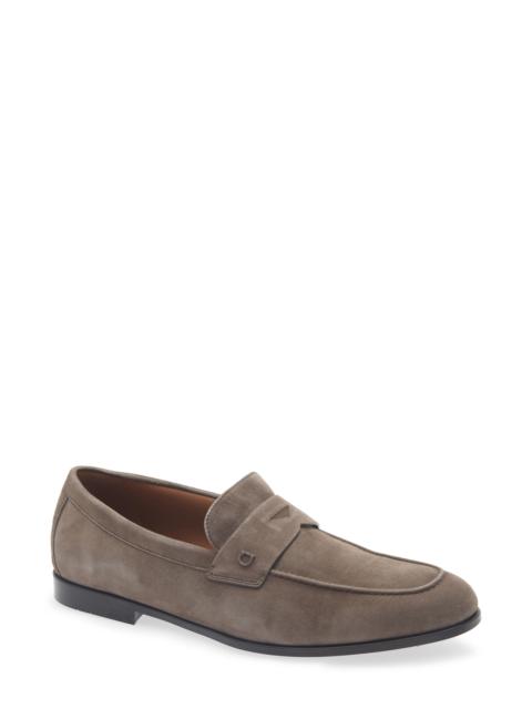 FERRAGAMO FERRAGAMO Tiberio Suede Penny Loafer in Elefante Nutmeg