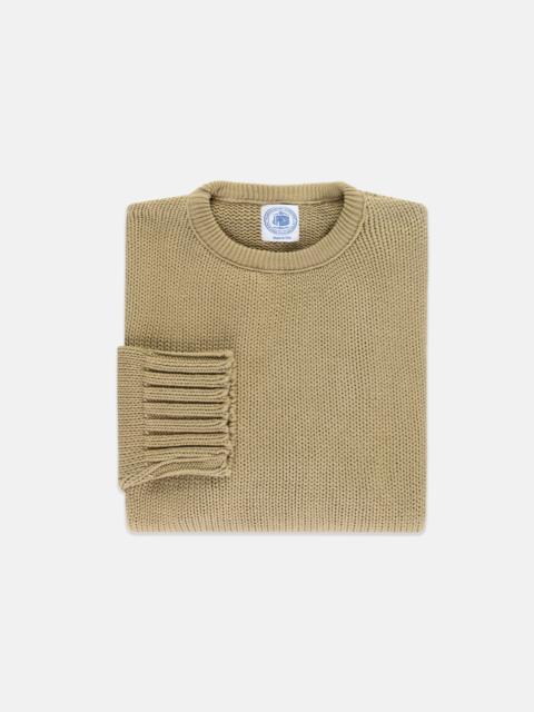 J. PRESS MADE-IN-USA TAN CHUNKY COTTON CREWNECK SWEATER