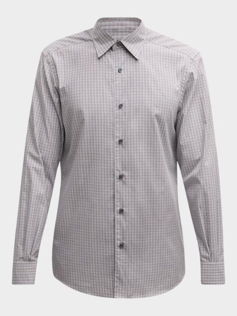 ZEGNA Men's Centoquaranta Melange Cotton Sport Shirt