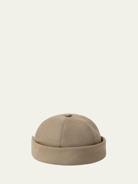 Loro Piana Men's Sasha Linen Beanie Hat with Leather Strap