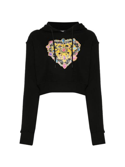 VERSACE JEANS COUTURE logo-print cropped hoodie