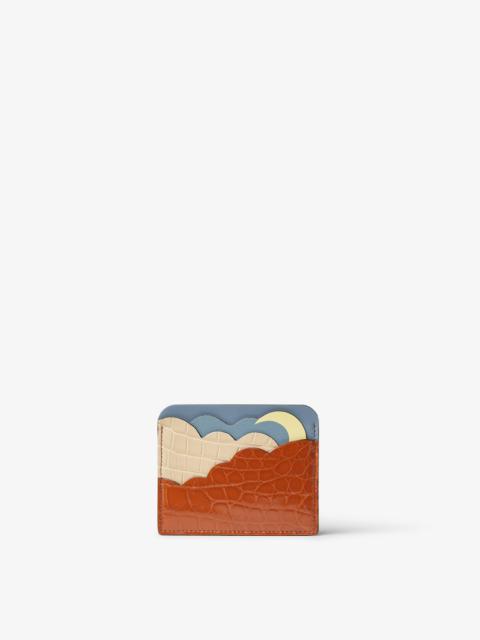 FENDI Fendi Postcard Card Case Multicolor leather and crocodile leather flat card holder