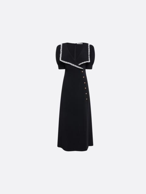 Alessandra Rich CADY MIDI DRESS WITH LACE TRIM