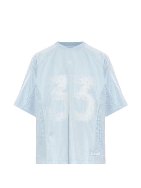 adidas logo-print mesh-panel T-shirt
