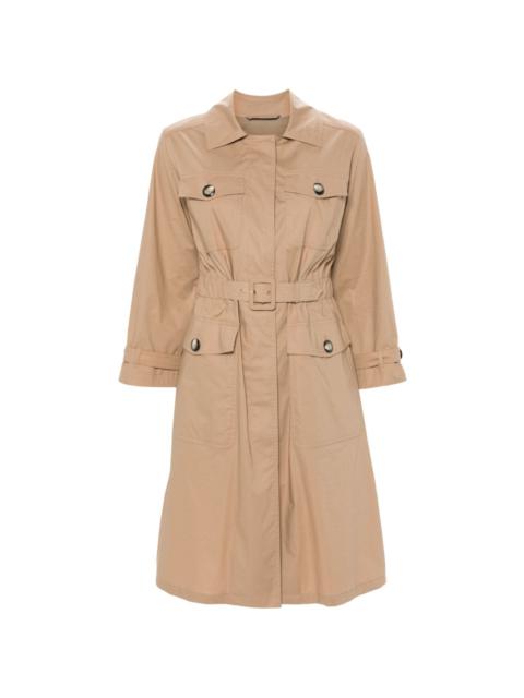 elasticated double-breasted trench coat