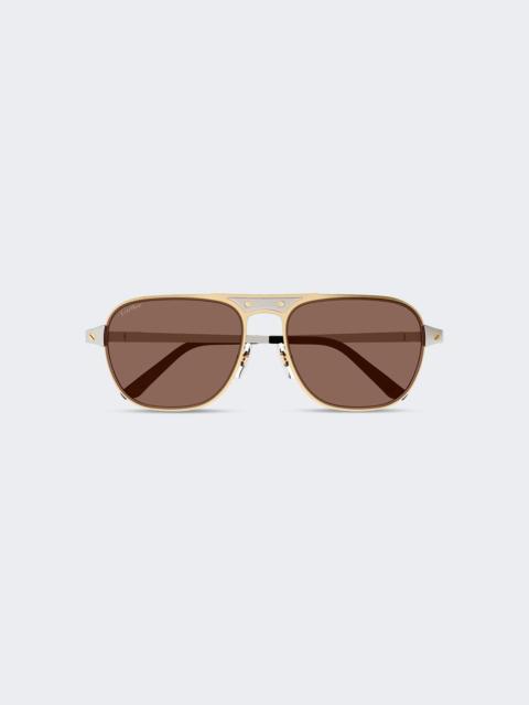 Cartier Santos De Cartier Sunglasses Gold And Brown