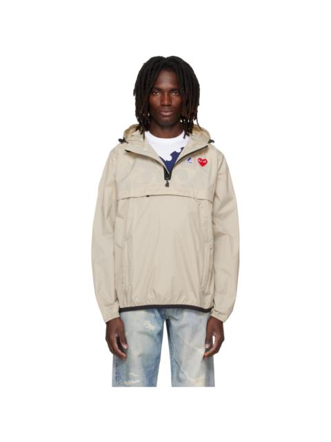 Comme des Garçons PLAY Beige K-Way Edition Half Zip Jacket