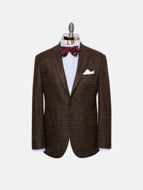 J. PRESS MADE-IN-CANADA OLIVE BROWN TATTERSALL WOOL/CASHMERE SPORT COAT
