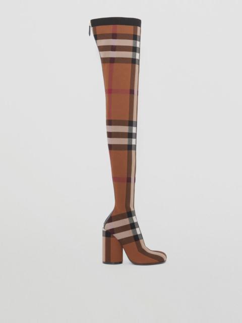 Knitted Check Over-the-knee Sock Boots